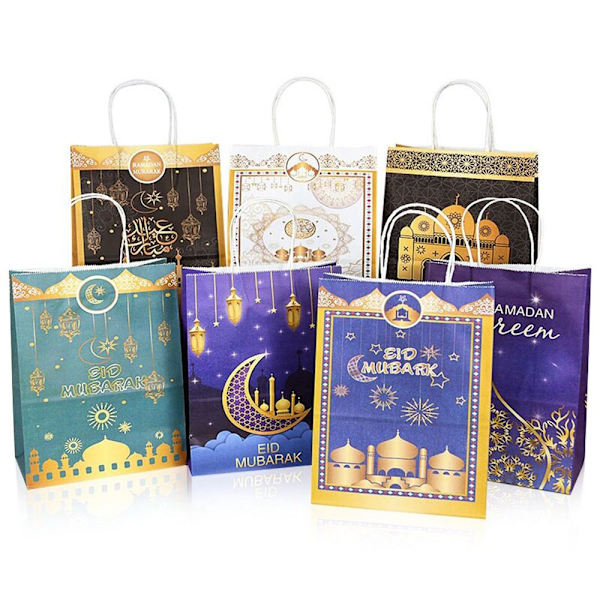 Mordely 6 st Eid Mubarak papperspåse presentförpackning STIL 2
