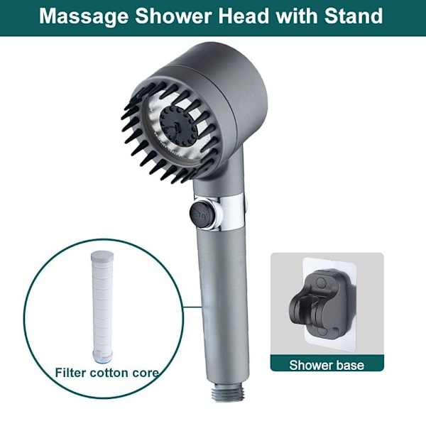 Mordely 4 i 1 massageduschmunstycke HögtrycksDUSCHHUVUD OCH Shower Head and Base