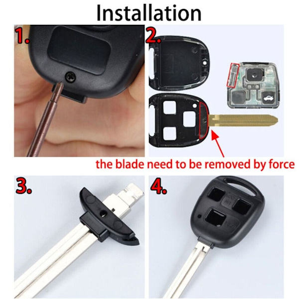 2x bilnyckelskal 2-knappsnyckel DIY Switch- cover