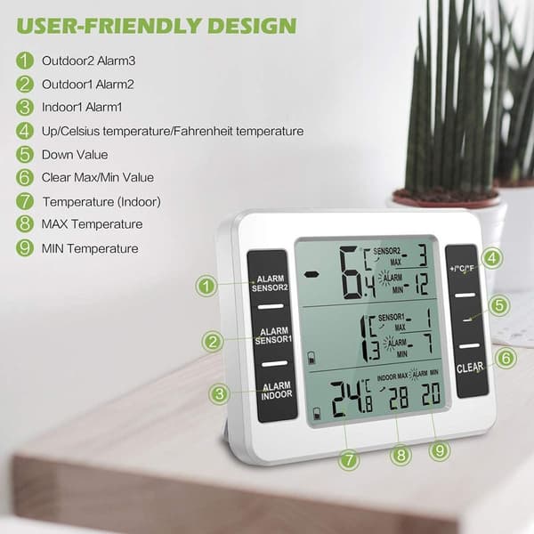 Mordely Kylskåpstermometer Digital Frystermometer Trådlös