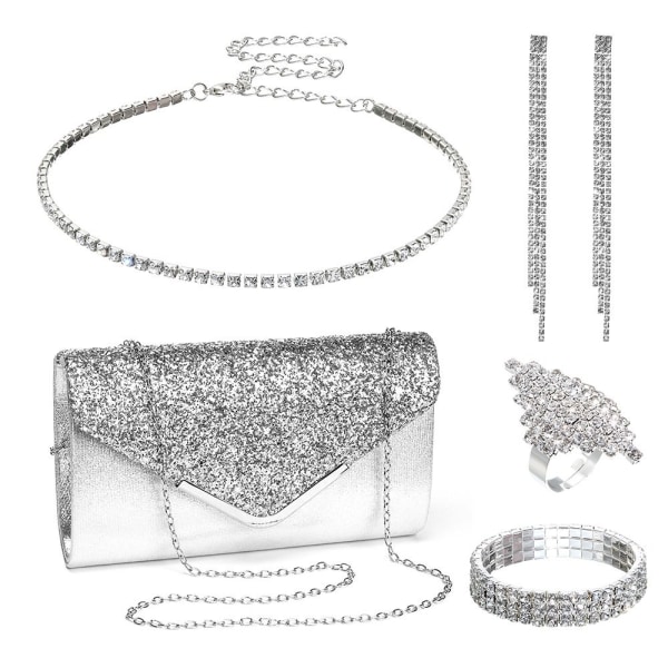 Kvinner Rhinestone smykkesett Glitter Konvolutt Evening Bag