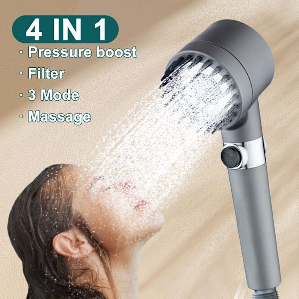 Mordely 4 i 1 massageduschmunstycke Högtrycks DUSCHHUVUD Shower Head