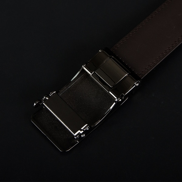 Men's Leather Sliding Ratchet Dress Belt with Automatic Buckle for Father's Day Gift for Dad Grandpa, - Brown 125cm