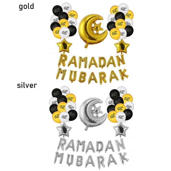 Mordely 29ST Eid Mubarak Ballonger Ramadan Mubarak SILVER silver