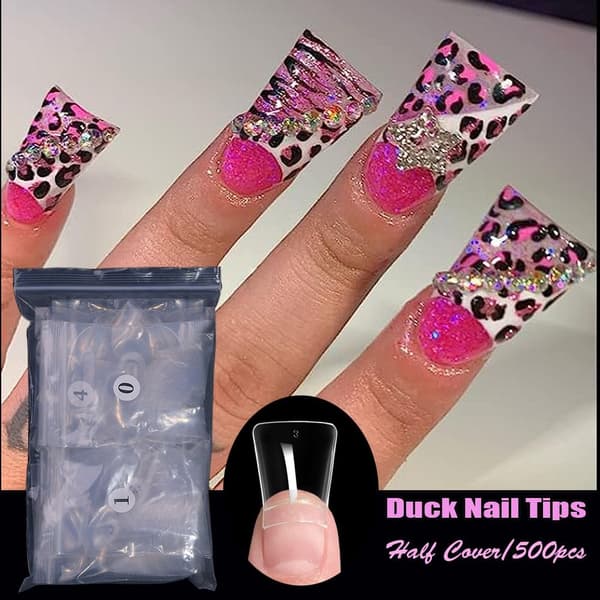 Mordely 500ST Duck Nail Tips Half Cover CLEAR Clear