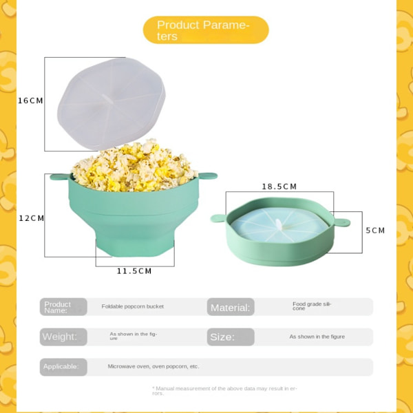 Mordely Popcorn Maker Silikon Popper Popcorn hink