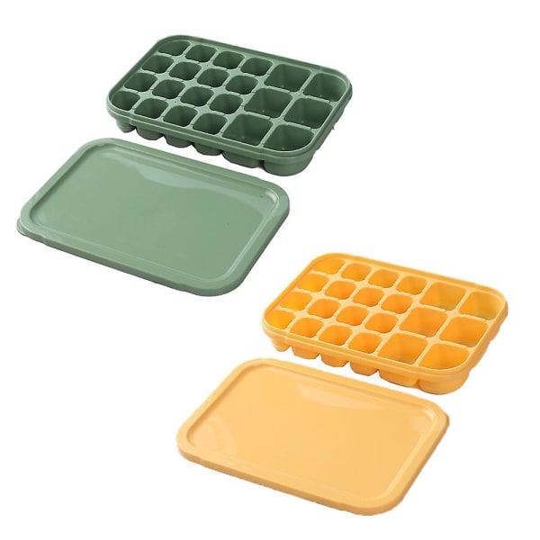 Small Ice Cube Trays, Covered Flexible Ice Molds With Lids, Easy To Release, Stackable Durable, Set Of 2
