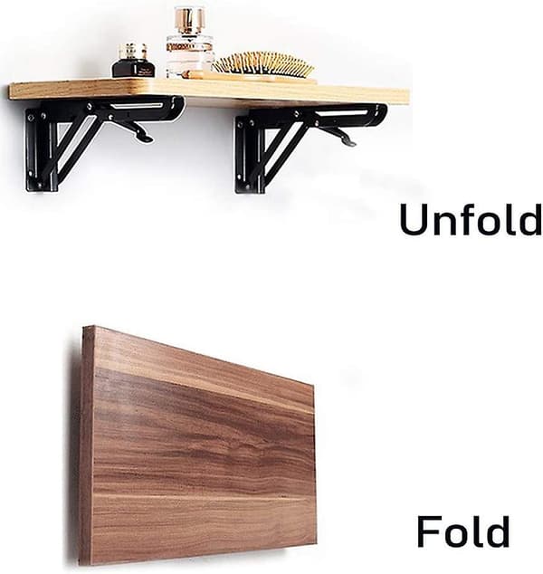 2 Pieces Folding Bracket 250mm, Heavy Duty Stainless Steel Folding Shelf Hinge Wall Mount Space Saving Diy Triangle Bracket For Bench Table Bookcase F