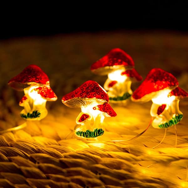 Mordely 3D Mushroom Lamp String Lamps Mushroom 3M BATTERIFLIMMAR 3M 3m BatteryFlickering