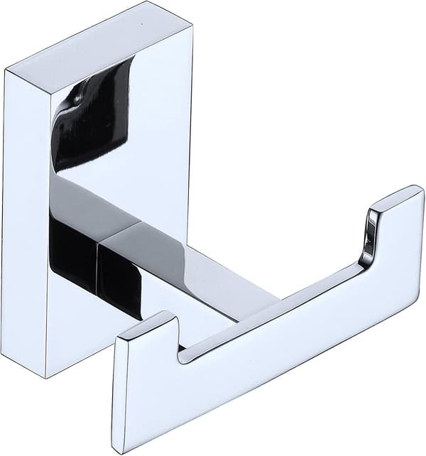 Mordely Bathroom Wall Hook, Wall Mounted Towel Rack With Double Brass Hooks, Polished Chrome, Ba9203