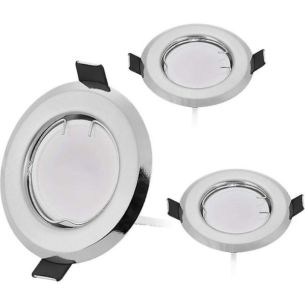 Set Of 3 Ultra Flat Recessed Led Spotlights With 3x5w Dimmable Bulb 220v Spot Module, Drilling 55mm, Dimmable, Warm White 3000k, 120 Beam Angle