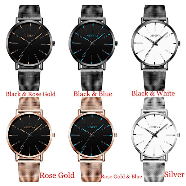 Mordely GENEVA Watch Armbandsur Quartz Black&Rose Gold