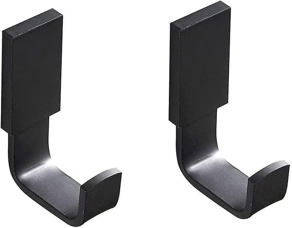 Mordely Home Towel Hook Robe Hooks Brass Bathroom Coat Hooks Wall Mounted Multi-purpose Hook, Matte Black - Pack Of 2