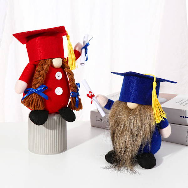 Graduation Gnome Ansiktsfri docka BLÅ