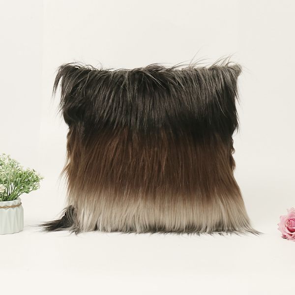 2023 Decorative Faux Fur Pillow Covers, Fluffy Square Pillowcases, 2 Pack for Couch, Bed, Sofa, Chair, 18X18, Gradient Black, No Inserts Gradient black 45*45cm