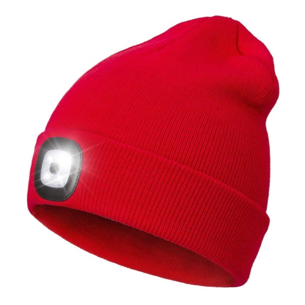 Mordely Stickad mössa med LED-ljus för joggingvandring red