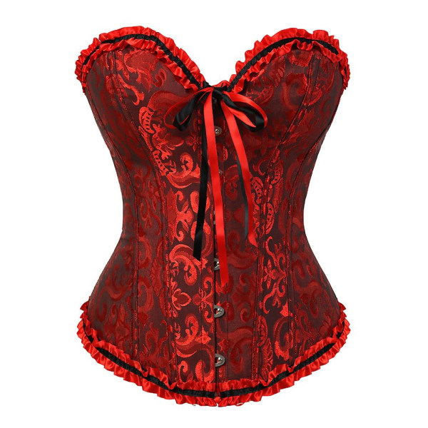 Gothic Burlesque Corset Bustier and kirt et Plus ize Halloween Costumes Overbust Corselet Dresses Party Floral Fashion exy 8193704 Red S