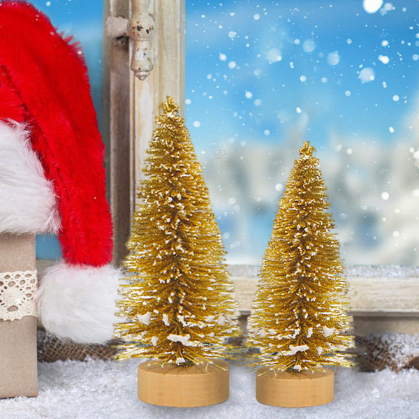 Mini julgranar för juldekoration, konstgjord jul golden