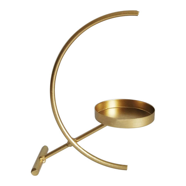 Mordely Candle Holder Retro Romantic Wrought Iron Semicircle Moon Candlestick Dining Table Ornament For Party