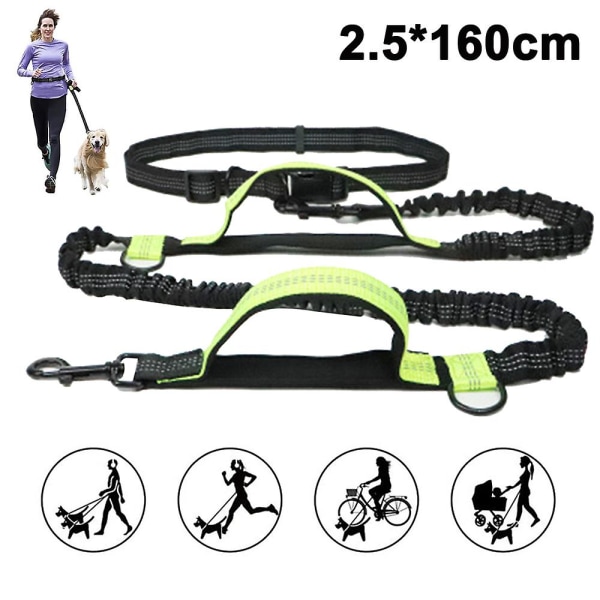 Mordely Dog Leash, Upgrade Hands-free Dog Leash With Two Bungees, Long Nylon Dog Leash With Adjustable Waist Belt For Running