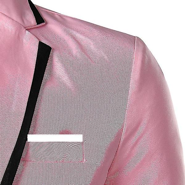 Män Blazer ättvikt Casual Solid Enknapp Slim L Pink