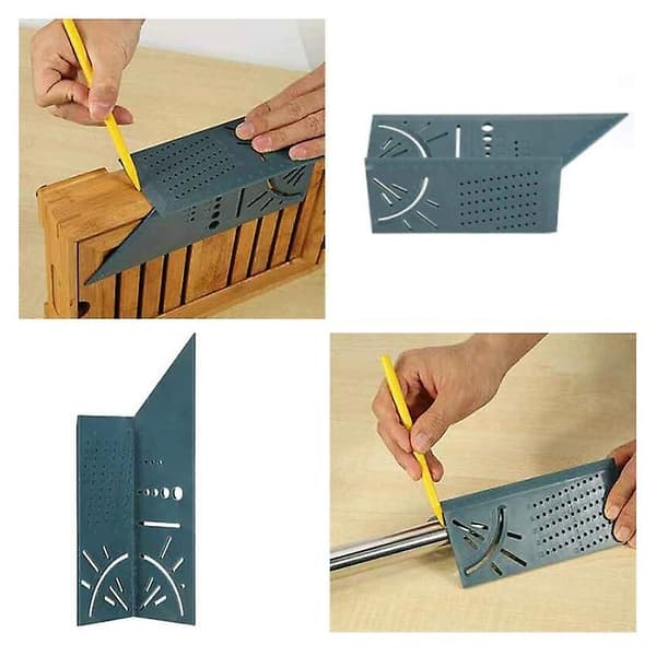 2023 Three-dimensional Woodworking Stop Shape Multifunctional Square Ruler - Gray Ruler And Pen