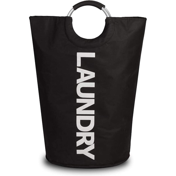 Mordely 82l Laundry Hamper - Durable Handles - Portable Waterproof Fabric Foldable Laundry Bag - Storage Hamper For Dorm, Bathroom, College - Black