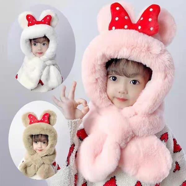 Mordely Vinter barn mössa plus fleece barn kepsar tecknad hatt white