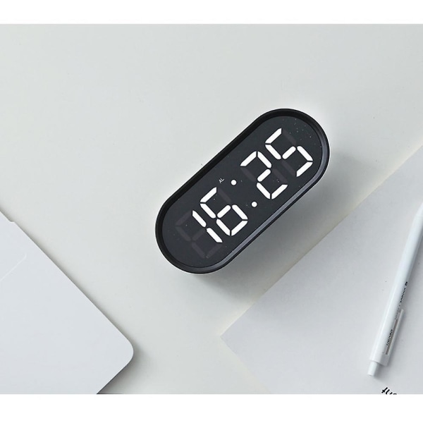 2023 Led Temperature And Humidity Display Creative Alarm Clock, Silent Night Light Electronic Clock, Home Clock, Student Desk Clock - Black