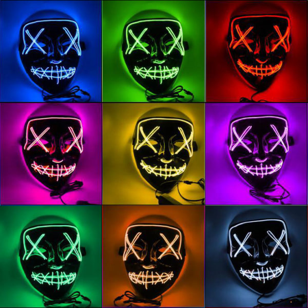 2023 Led glödmask halloween dress up rekvisita purple