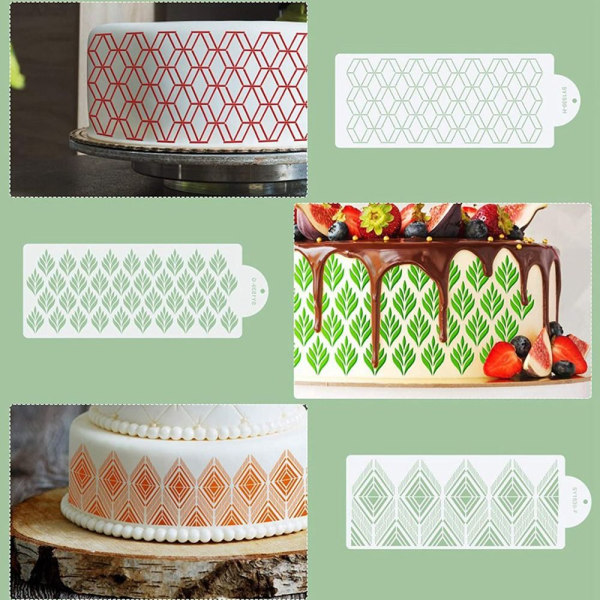 Mordely 3 st Cake Mesh -stämplar Stencils Prägling 2