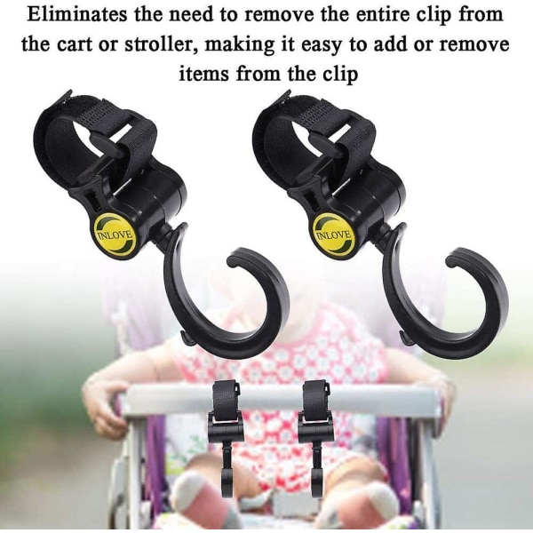 2 Pcs Baby Stroller Hooks 360 Multi-use Stroller Hanger Mom Stroller Accessories For Grocery Bag Shopping Bags