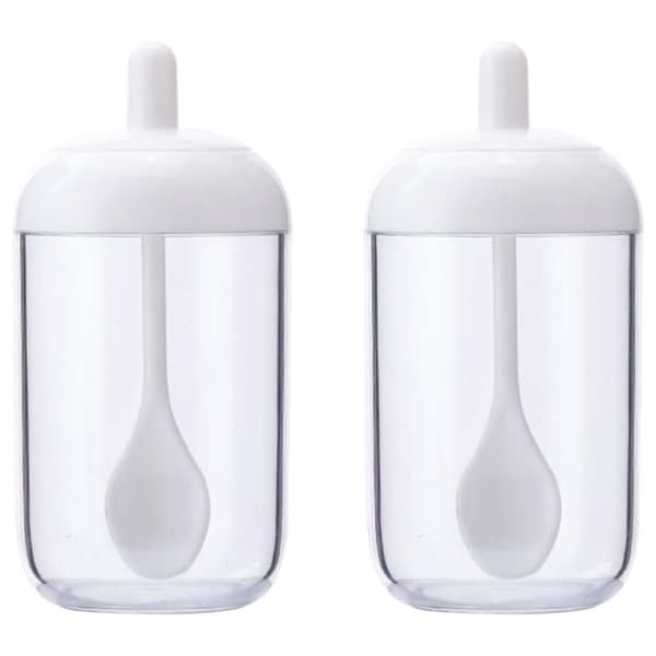 Set med 2 plastkryddburkar med sked