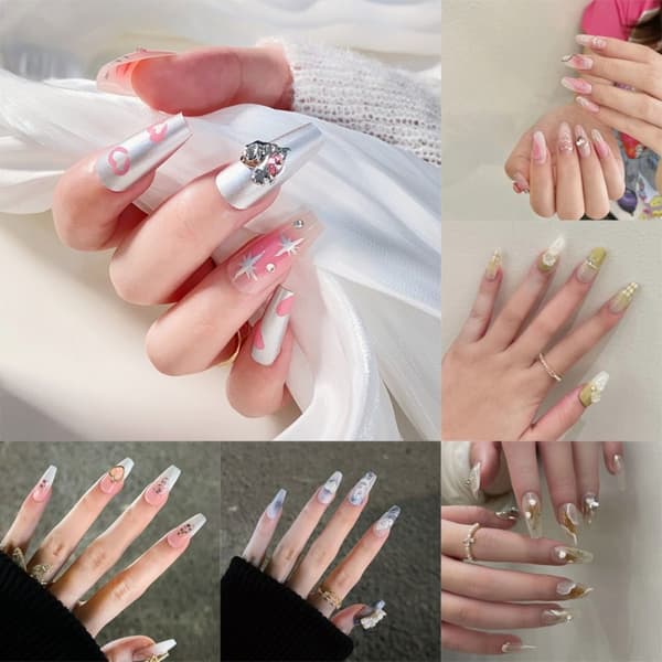 Mordely Fake Nails Long French 3