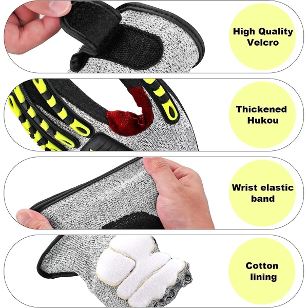 Mordely Work Gloves Cut Resistant Mechanic Gloves Level 5 Cut Protection Anti-vibration Abrasion Resistant Gloves For Garden Construction