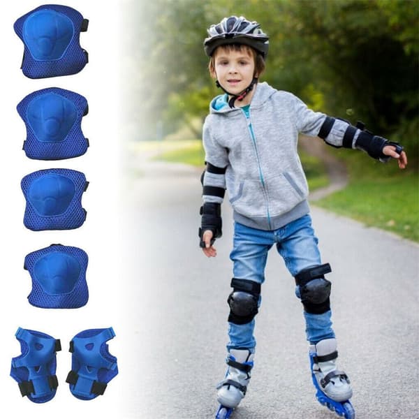 6st/ set Skyddsutrustning för barn Sport handledsknäskydd blue