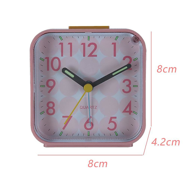 Battery Powered Square Alarm Clock, No Ticking Sound, Easy To Operate For Bedroom/travel/table/children (without Battery)-pink