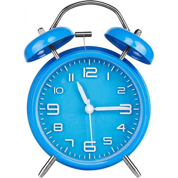Mordely Dual Clock Alarm Clock With Backlight, Battery Powered (excluding Battery), Suitable For Heavy Sleepers - Blue