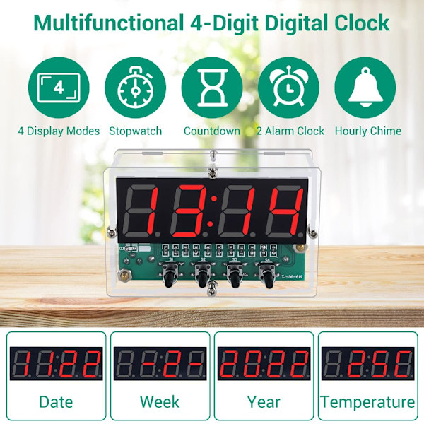 Mordely Elektronisk klocksats 4-siffrig digital DIY-klocksats DIY-larm