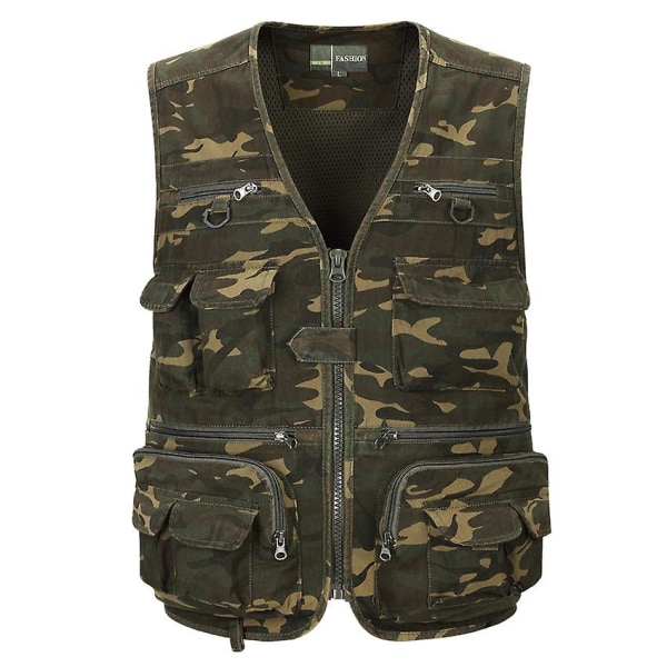 Mordely Vest, Multi-pocket Functional Vest, Fishing Vest, Fishing Jacket, Outdoor Horse Clip Camouflage XXL