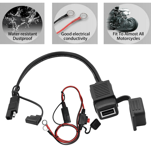 Mordely Motorcykel Adapter Laddare Motorcykel USB Power Socket Adapter