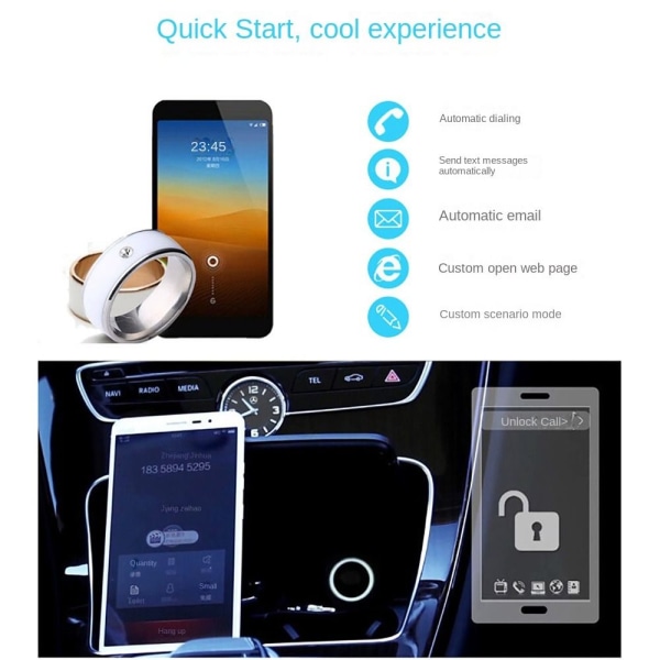 Mordely NFC Smart Ring Finger Digital Ring SVART 11 11 BLACK 11-11