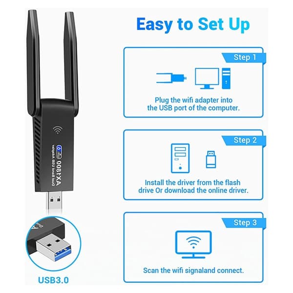 Mordely WIFI 6 Adapter Netværkskort 1800Mbps