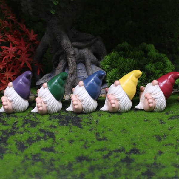 Mordely Miniatyr Gnome Figurines Big Feet Dwarfs Staty GUL yellow