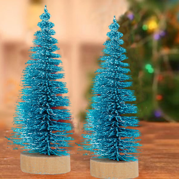 Mini julgranar för juldekoration, 4st konstgjorda Peacock Green
