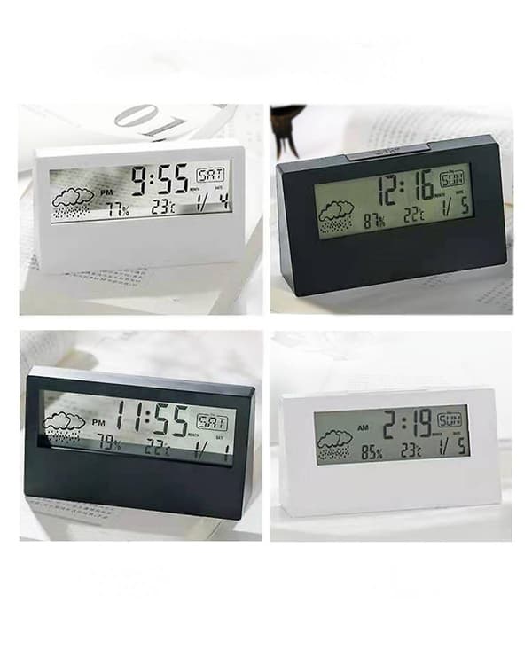 Mordely Digital Travel Alarm Clock - Foldable Calendar & Temperature & Timer Lcd Clock With Snooze Mode - Large Number Display, Battery
