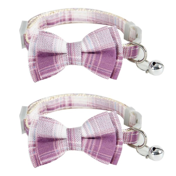 Mordely Superbuddy Collar & Cute Bow Bell Detachable-2-piece Checkered Collar With Detachable Bow Collar