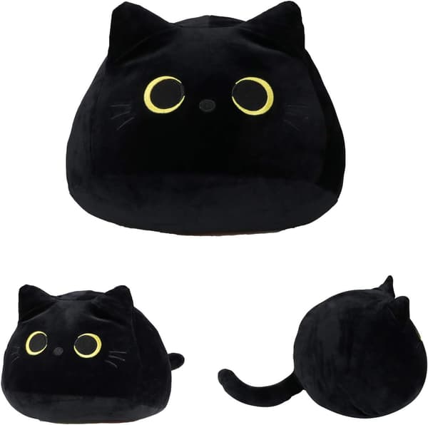 Mordely 3D Black Cat Plush Toy Pillow