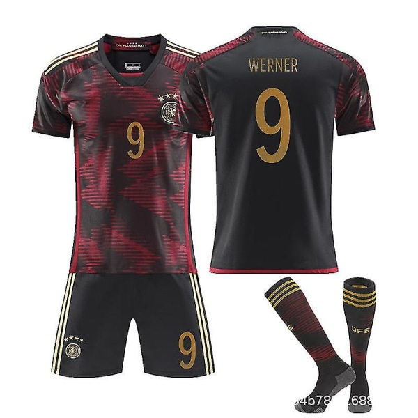 Mordely 2022 Qatar World Cup Tyskland Team#9 Werner Jersey Fotbollsdräkt M (170-175cm)