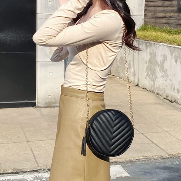 Mordely Mode kvinnor runda PU-läder runda Crossbody axelväskor white
